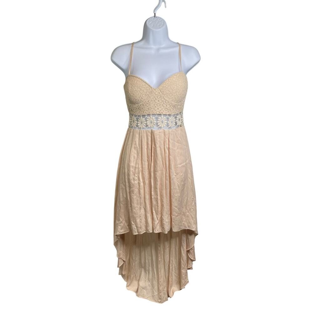 Y2K Arden B Womens Lace Floral High Low Dress Size S Romantic Boho Chic Coquette